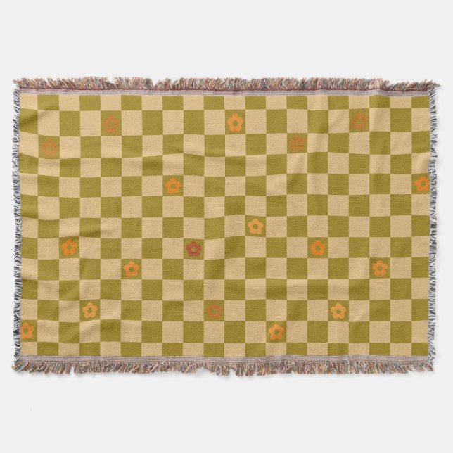 Flowe Checkered Pattern - No. 02 Throw Blanket (Front)