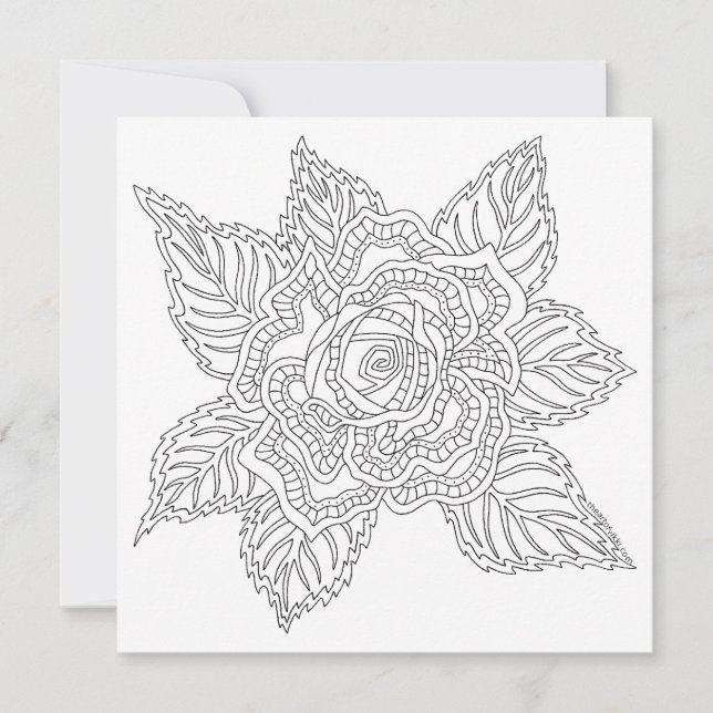 Flower 020617 Adult Coloring Rose Encouragement Card (Front)