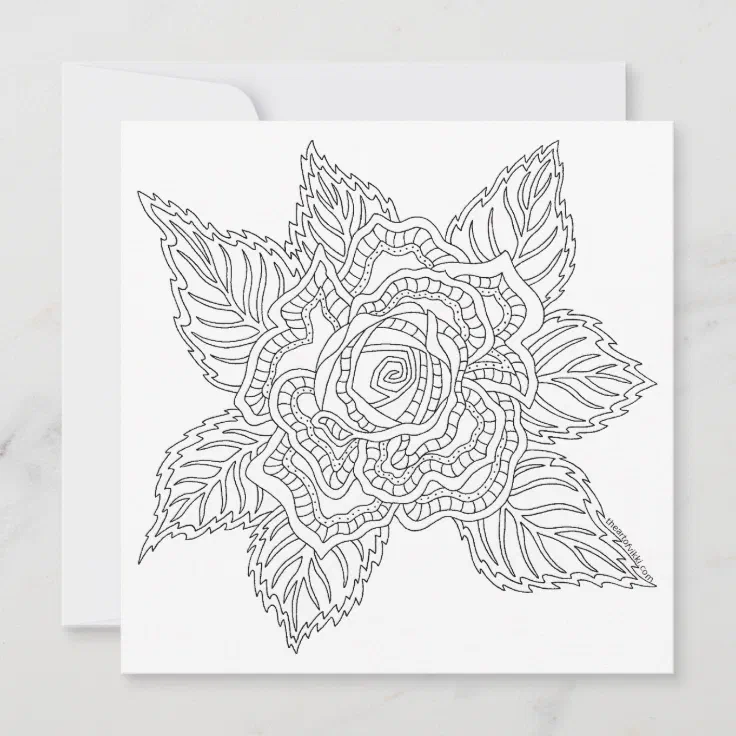 Flower 020617 Adult Coloring Rose Encouragement Card Zazzle