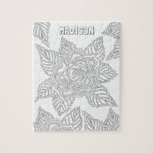 Flower 020617 Adult Coloring Rose Optional Name Jigsaw Puzzle