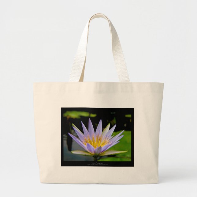 Flower 026 Blue Water Lily Large Tote Bag (Front)