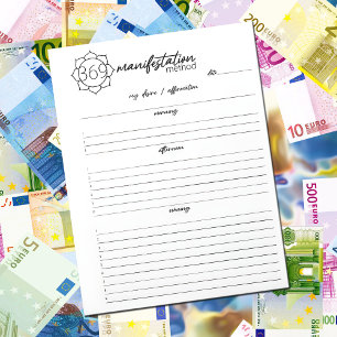 Flower 369 Manifestation Method, Law of attraction Notepad
