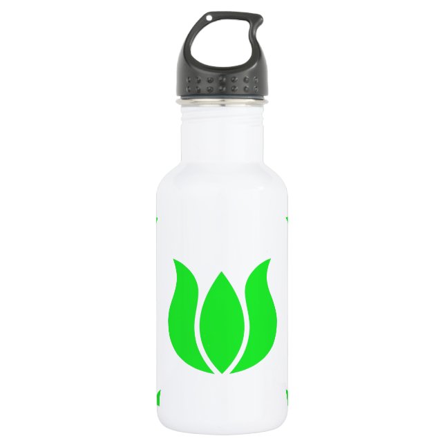 Flower 5 Pattern Green Water Bottle (Front)