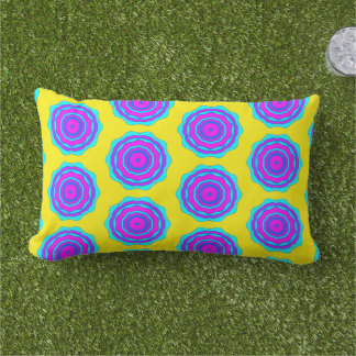 Flower Abstract in Pink and Turquoise Lumbar Pillow