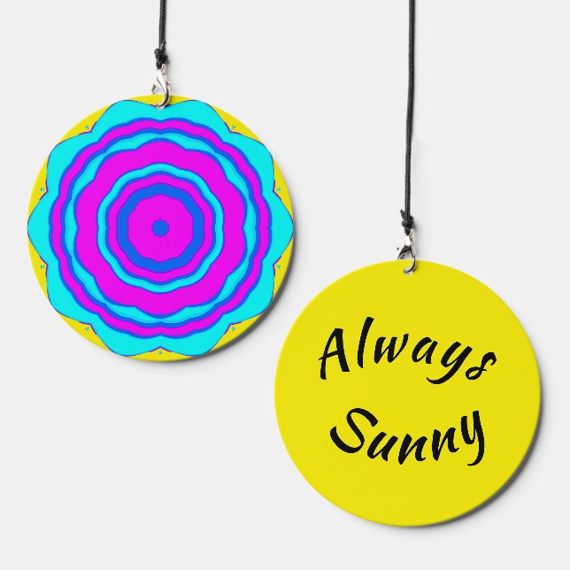 Flower Abstract in Pink and Turquoise Wind Chime (Front & Back)
