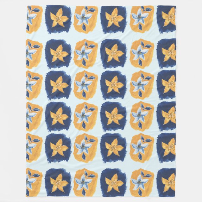 Flower abstract pattern fleece blanket (Front)