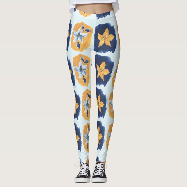 Flower abstract pattern leggings (Front)