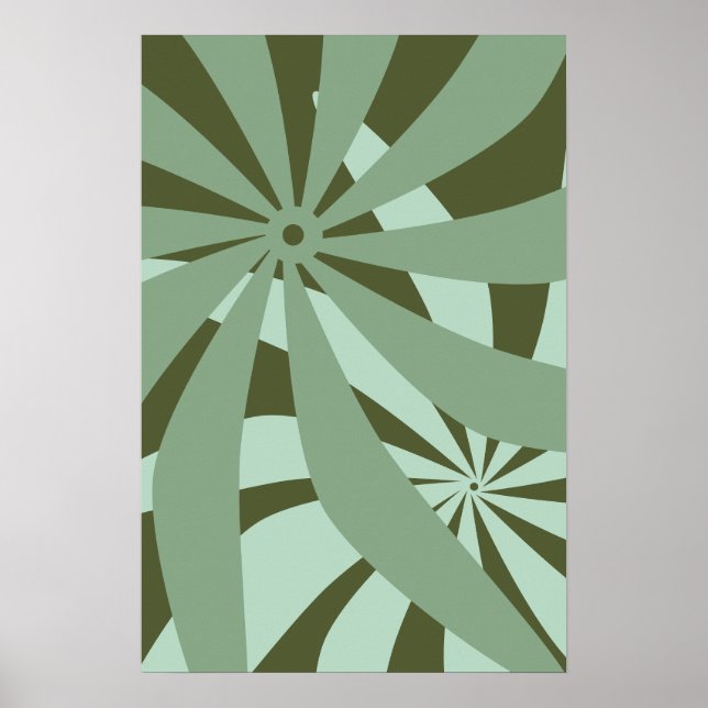 Flower Abstract Retro Green Poster (Front)