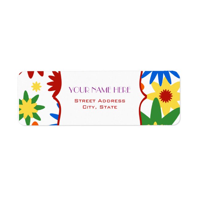 Flower Address Label - Bright Colors (Front)