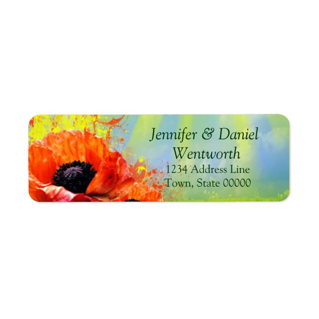 Flower Address Labels Orange Poppy (Front)