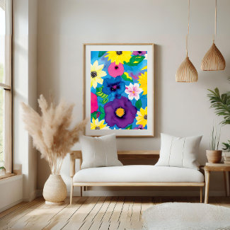 Flower All Over Print Watercolor Poster