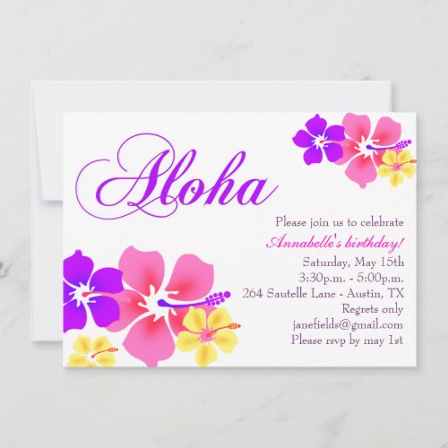 Flower Aloha Birthday Invitation