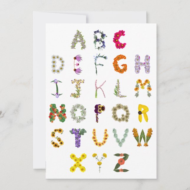 Flower Alphabet ABC | Botanical Alphabet | Flowers Thank You Card (Front)