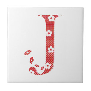 flower alphabet J (red and dots)l Tile