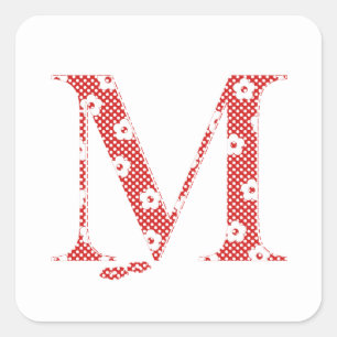 flower alphabet M (red and dots) Sticker