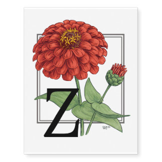 Flower Alphabet Temporary Tattoos