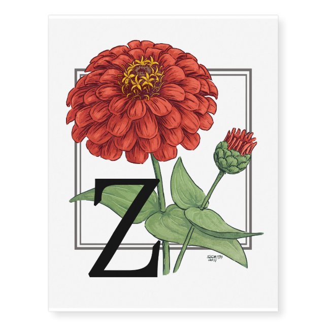 Flower Alphabet Temporary Tattoos (Front)