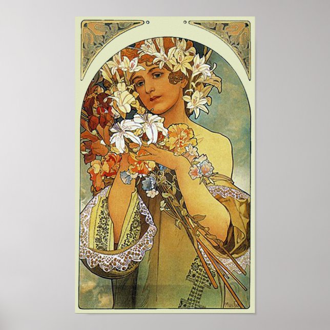Flower Alphonse Mucha Fine Art Poster (Front)