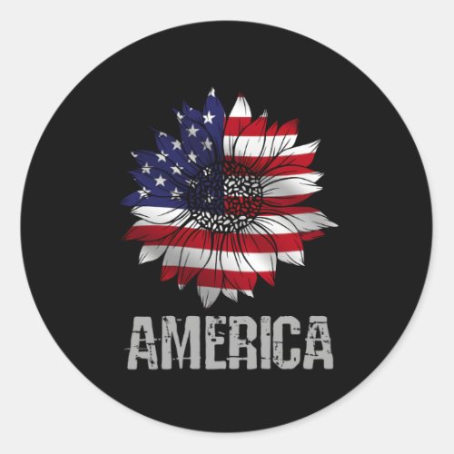 Flower America Classic Round Sticker