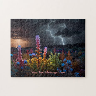 Flower Amidst the Lightning Storm Jigsaw Puzzle