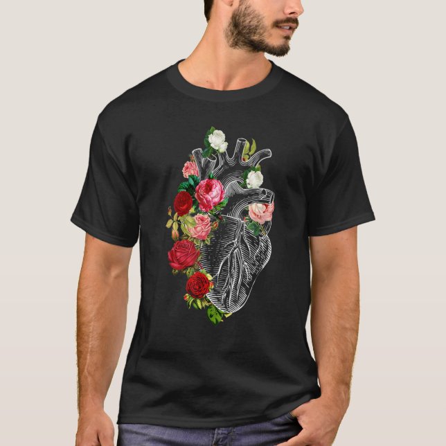 Flower Anatomical Heart Anatomical Heart And Flowe T-Shirt (Front)