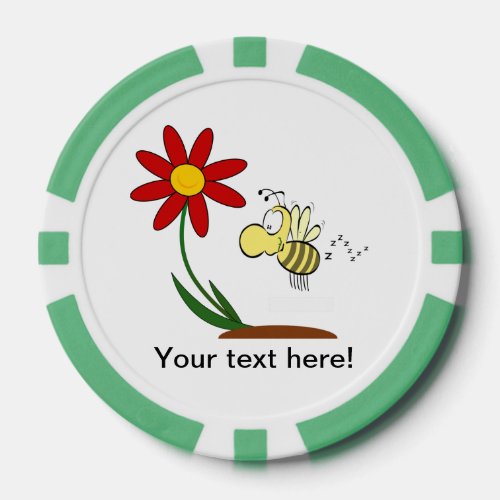 Flower and bee cartoon poker chips