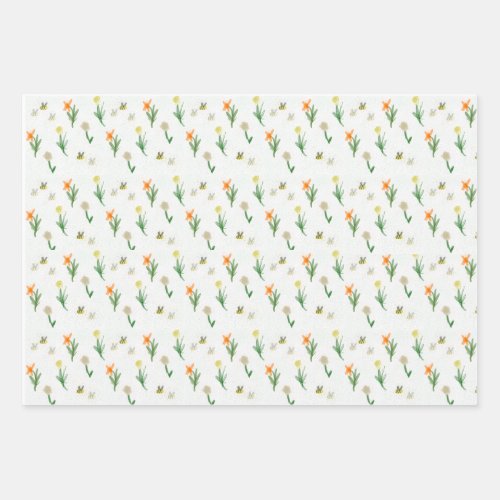 Flower and Bee Wrapping Sheets