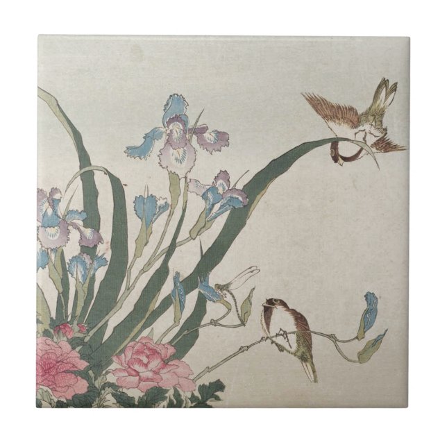 Flower and Birds Ceramic Tile (Front)