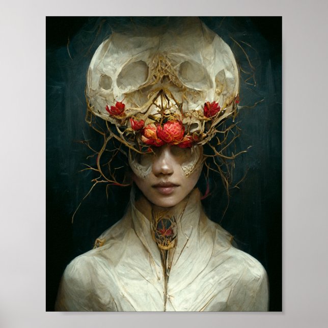 Flower and Bone 3 Surreal Gothic Fantasy Art Poster (Front)