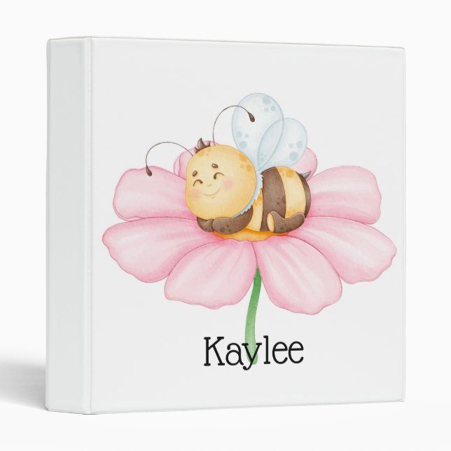 Flower and Bumble Bee 3 Ring Binder (Front/Spine)