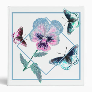 Flower and butterflies.Personalized, 3 Ring Binder