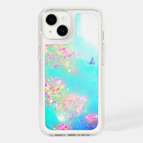 Flower and butterfly blue pink cute speck iPhone 14 case
