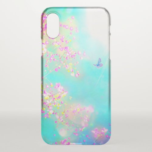 Flower and butterfly floral blue pink sunshine iPhone x case