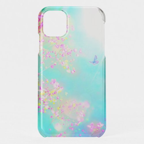 Flower and butterfly floral blue pink iPhone 11 case