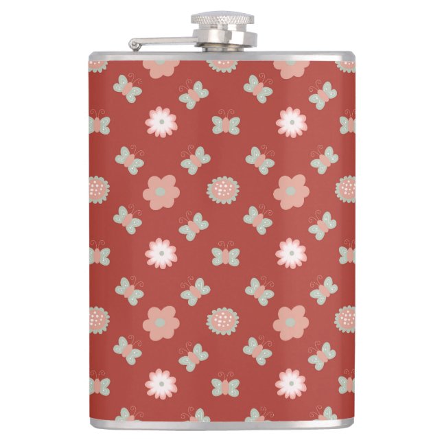 flower and butterfly pattern flask (Front)