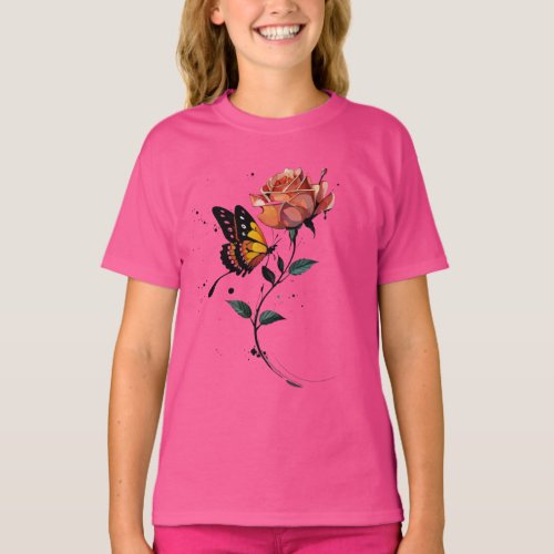 Flower and butterfly T_Shirt