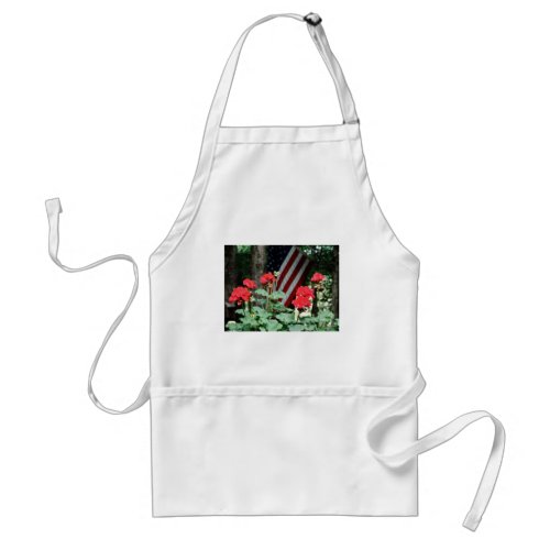 Flower and flag Red white and blue Adult Apron