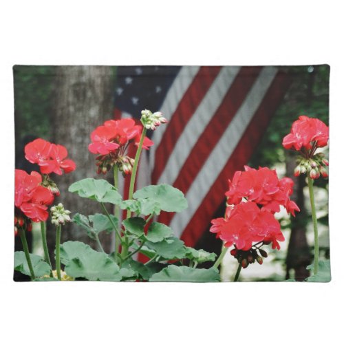 Flower and flag Red white and blue Placemat