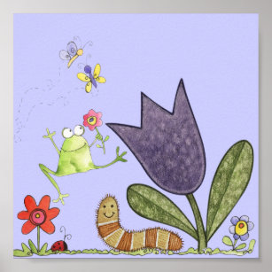 flower and frog poster