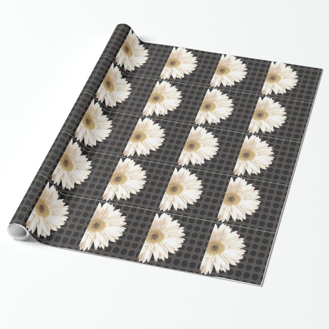 Flower and Grid Design Wrapping Paper (Unrolled)