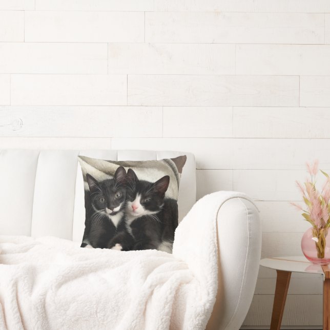 Flower and Happiness Kittens Pillow (Couch)