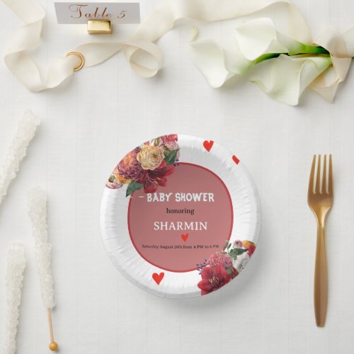 Flower and Heart Baby Shower Invitation Paper Bowls