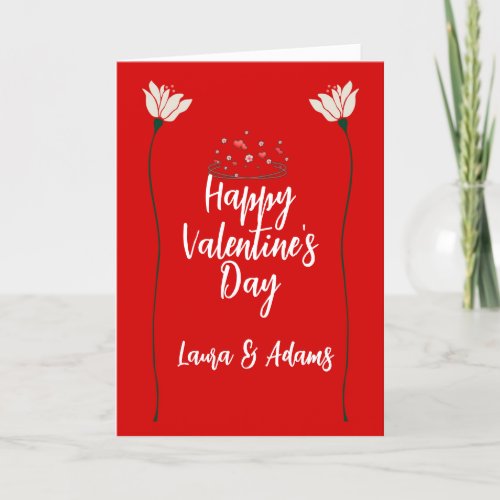 Flower and Hearts couple valentines day  Holiday Card