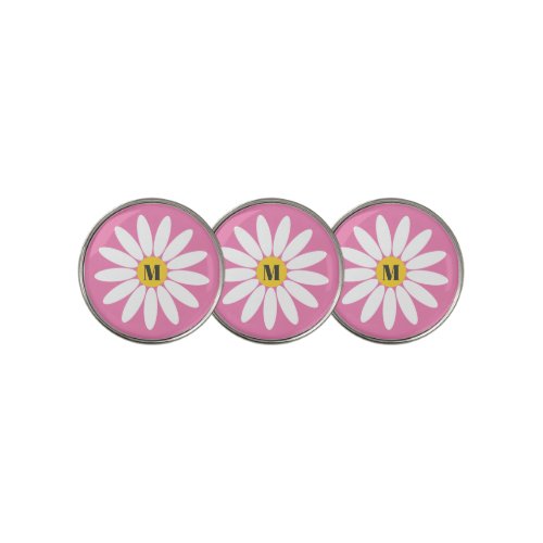 Flower and initial pink golf ball marker