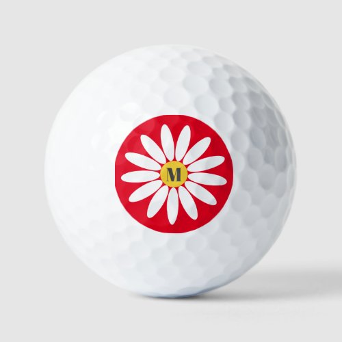 Flower and initial Red Golf Balls