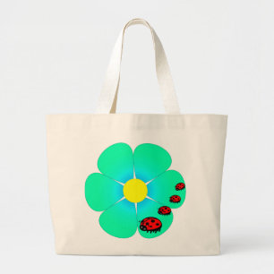 Flower and ladybugs tote bag