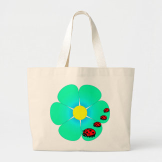Flower and ladybugs tote bag
