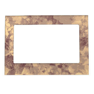 Flower and leaf camouflage pattern on beige magnetic picture frame