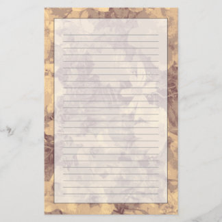 Flower and leaf camouflage pattern on beige stationery