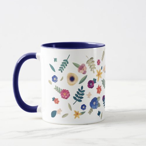 FLOWER AND LEAF DESIGN  MUG